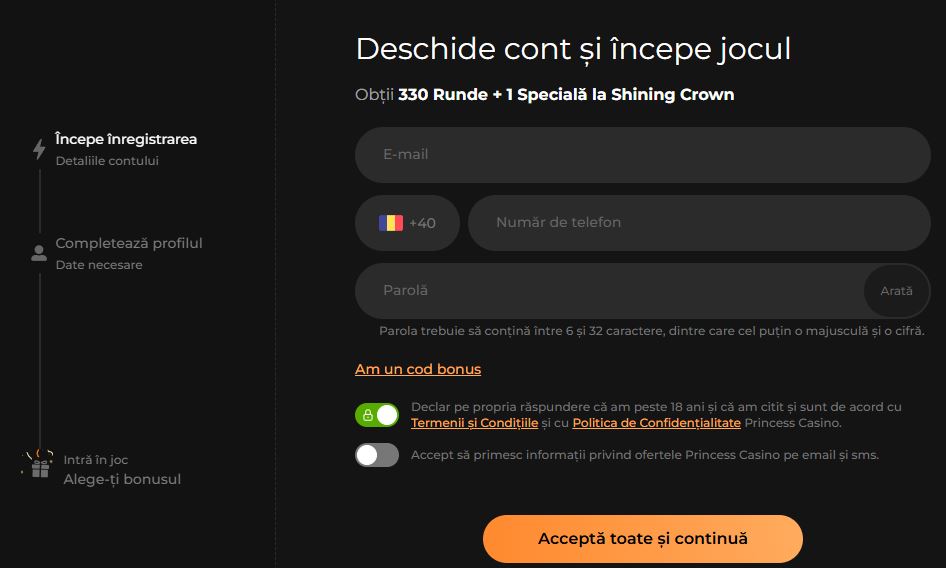 Regístrate en Princess Casino y obtén 330 rondas gratis más 1 ronda especial en Shining Crown